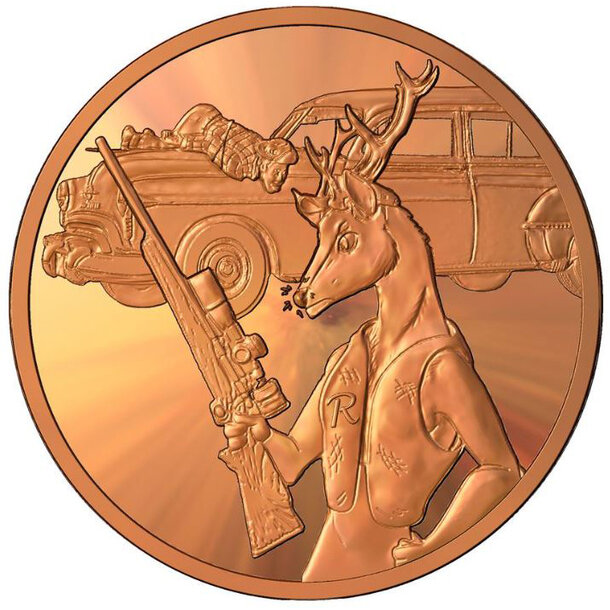Medená medaila lovec jeleňov 1 unca - Medená medaila Lovec jeleňov 1 Oz (unca)