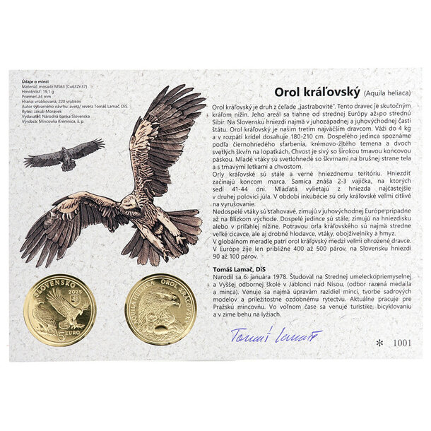 Autorská karta 5 € orol královský 2025 - 5eu-orol-kraalovsky-2025-autorska-karta