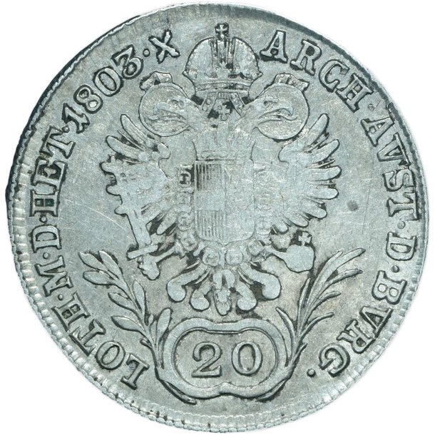 20 grajciar františek ii.1803 b - 20-kreuzer-1803-b-frantisek-ii-2
