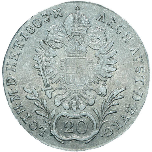20 grajciar františek ii.1803 g - 20-kreuzer-1803-g-frantisek-ii-2
