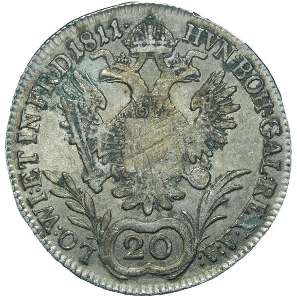 20 grajciar františek ii.1811 a - 20-kreuzer-1811-a-frantisek-ii-2