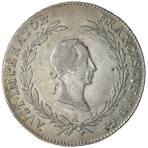20 grajciar františek ii.1827 a - 20-kreuzer-1827-a-frantisek-ii-1
