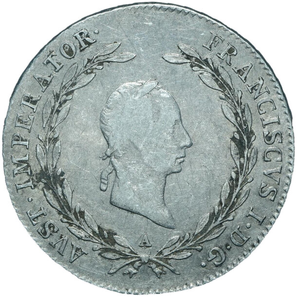 20 grajciar františek ii.1828 a - 20-kreuzer-1828-a-frantisek-ii-1