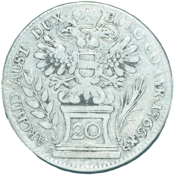 20 grajciar mária terézia 1765 - 20-kreuzer-1765-viden-marie-terezie-4