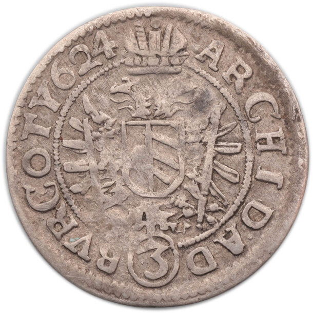 3 grajciar ferdinand ii. 1624 viedeň (w) - Ferdinand-II-3-Grajciar-1624-Viedeň-2