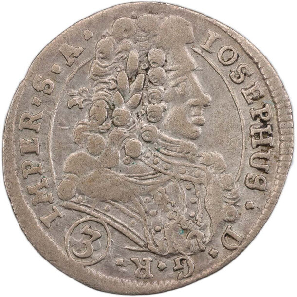 3 grajciar jozef i. 1711 kutná hora (ku bw) - 3 Grajciar Jozef I. 1711 Kutná Hora 1
