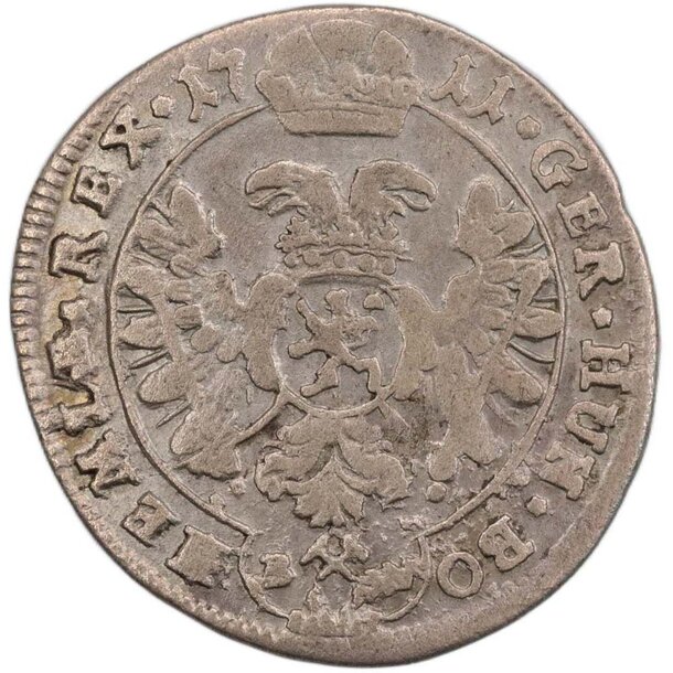 3 grajciar jozef i. 1711 kutná hora (ku bw) - 3 Grajciar Jozef I. 1711 Kutná Hora 2