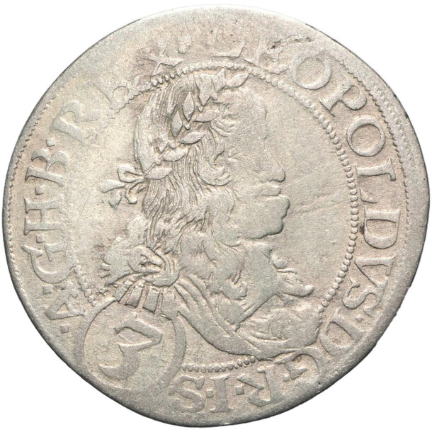3 grajciar leopold i. 1665 viedeň (w) - 3 Grajciar Leopold I. 1665 Viedeň W-1