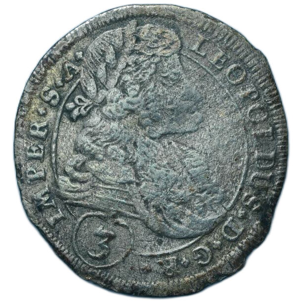 3 grajciar leopold i. 1698 kutná hora (kh) - 3-kreuzer-1698-kutna-hora-leopold-i-1