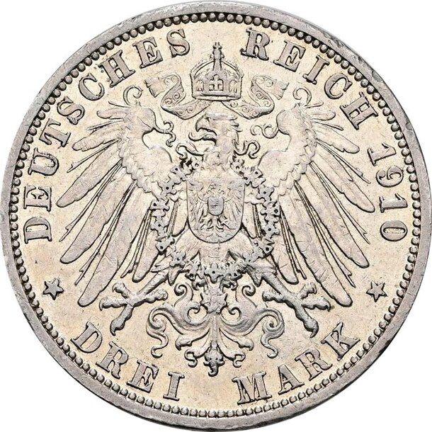 3 marka wilhelm ii. 1910 a - 3-marka-1910-a-prusko-2