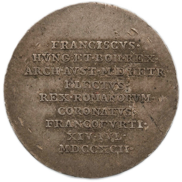 Korunovačný žetón františek ii. 1792 - Korunovačný žetón František II. 1792 Ag-malý-2