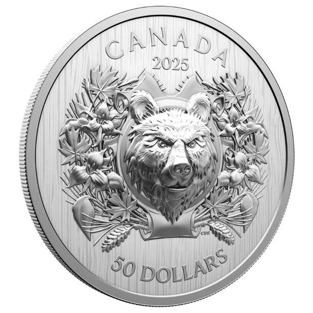 50 dollars kanada 2025 - heraldický medveď - proof - 50-dollars-heraldic-bear-1