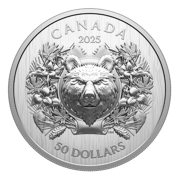 50 dollars kanada 2025 - heraldický medveď - proof - 50-dollars-heraldic-bear-4