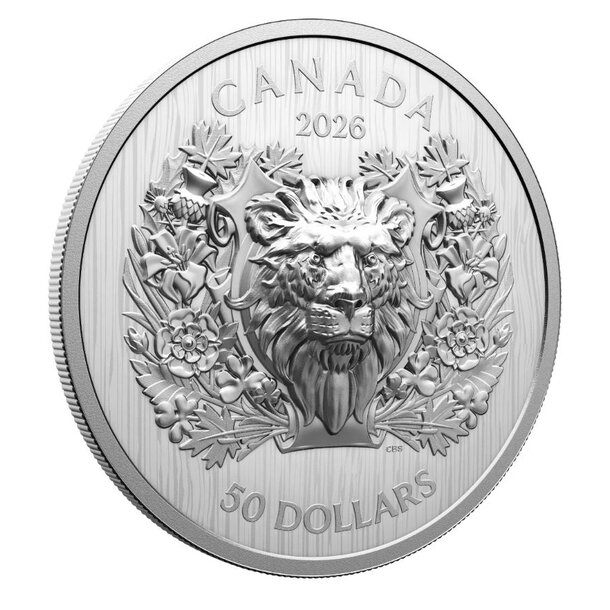 50 dollars kanada 2026 - heraldický lev - proof - 50-dollars-heraldic-lion-3