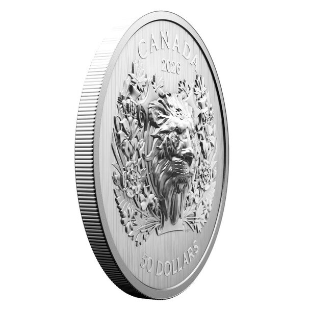 50 dollars kanada 2026 - heraldický lev - proof - 50-dollars-heraldic-lion-5