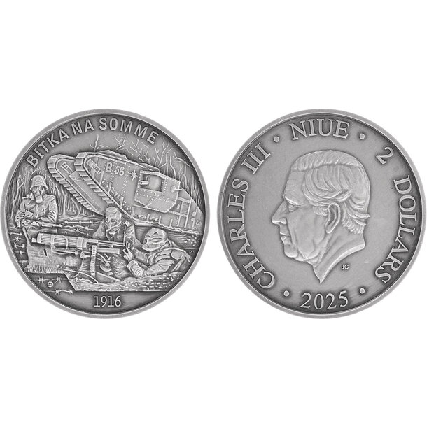 2 dollars niue 2025 -  bitka na somme - 2 Dollars Niue 2025 -  Bitka na Somme-2