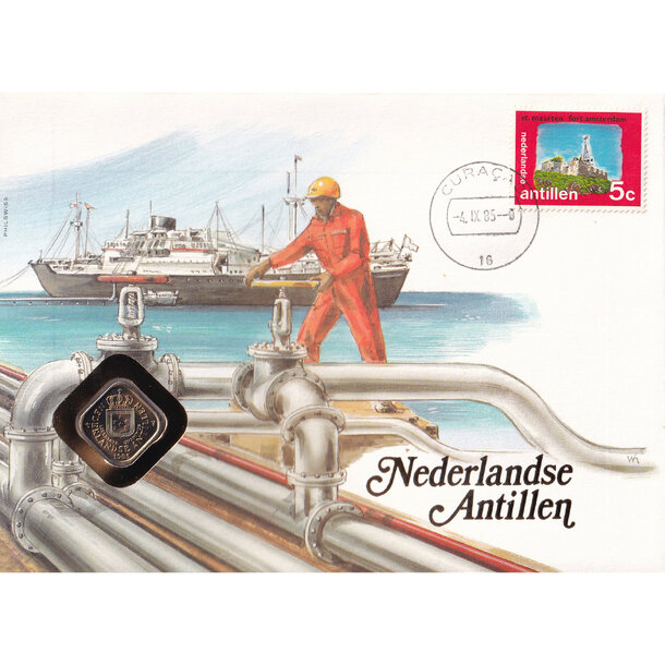 Numizmatická obálka holandské antily 1985 - Numizmatická obálka Holandské Antily 1985-1