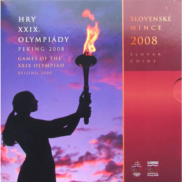 Sada obehových mincí sr 2008 - slovensko-sada-obeznych-minci-2008-loh-peking