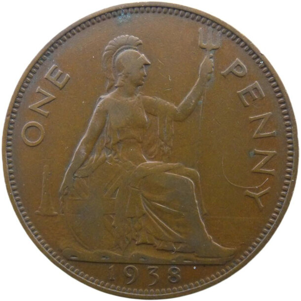 1 penny veľká británia 1938 - 1 Penny Veľká Británia 1938-2