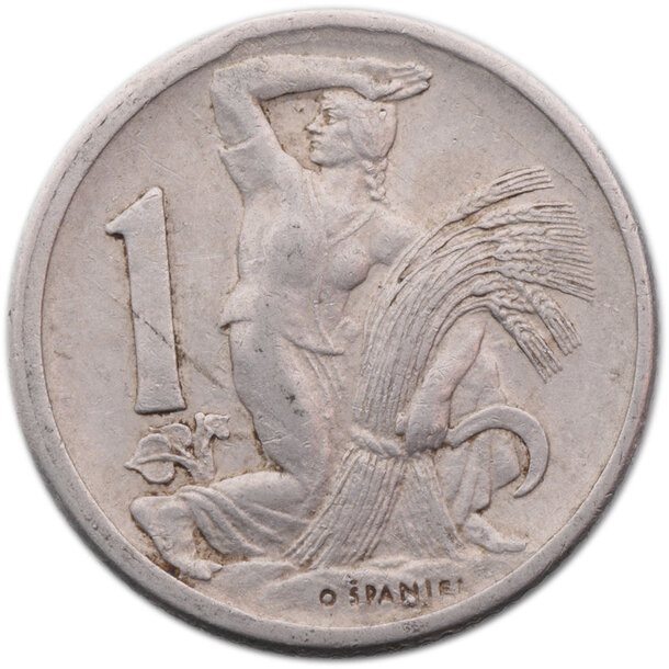 1 koruna československo 1950 - 1-koruna-1950-1