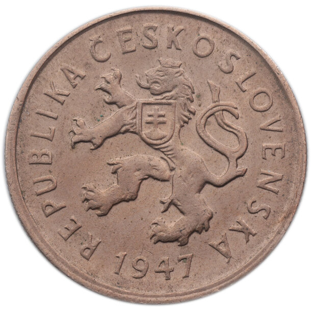 2 koruna československo 1947 - 2-koruna-1947-2