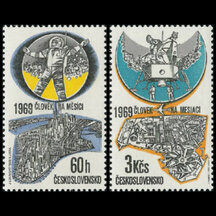 Série známek Československo 1969 - Letecké - Člověk na měsíci