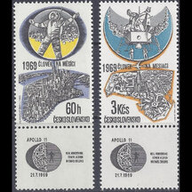 Série známek Československo 1969 - Letecké - Člověk na měsíci (kupón dolní)