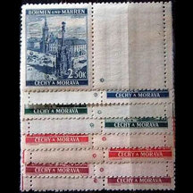 Série známek Protektorát Čechy a Morava 1939 - Krajinky (kupóny) L+P hvězdička