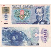 1000 Korun 1985 Česká republika - série C (kolok lepený 1993)