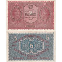 5 Koruna 1919 Československo - Chybotisk Č 187 bez tečky