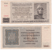 5000 Korun 1944 Protektorát Čechy a Morava - série A