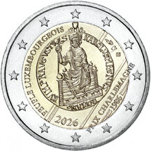 2 EURO Lucembursko 2026 - Cena Karla Velikého