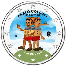 2 EURO Itálie 2026 - Pinocchio - kolorovaná