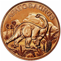 Měděná mince Apatosaurus 1 Unce