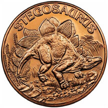 Měděná mince Stegosaurus 1 Unce