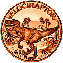 Měděná mince Velociraptor 1 Unce