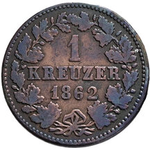 1 Grajciar Vojvodství Nassau 1862
