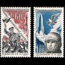 Série známek Československo 1961 - Letecké Jurij Gagarin