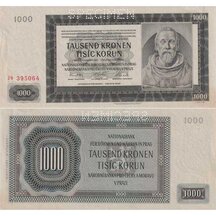 1000 Korun 1942 Protektorát Čechy a Morava - série Jb