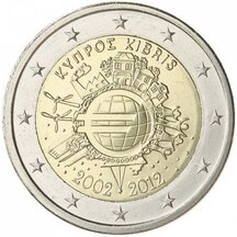2 EURO Kypr 2012 - 10 let Euro měny