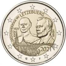 2 EURO Lucembursko 2021 - Velkovévoda Jean - reliéf