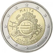 2 EURO Malta 2012 - 10 let Euro měny
