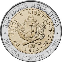 1 Peso Argentina 2013 - První mince