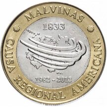 2 Pesos Argentina 2012 - Malvíny