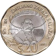 20 Pesos Mexiko 2019 - Emiliano Zapata