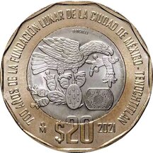 20 Pesos Mexiko 2021 - Založení Tenochtitlanu