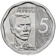 5 Piso Filipíny 2019 - Andres Bonifacio